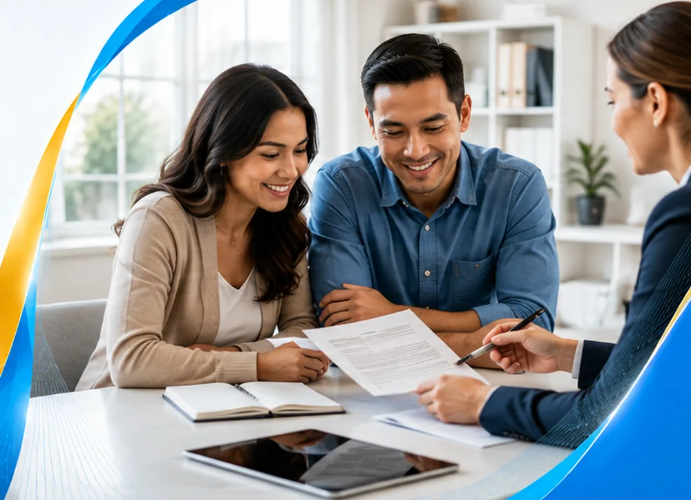 A couple meeting with an advisor about a second mortgage