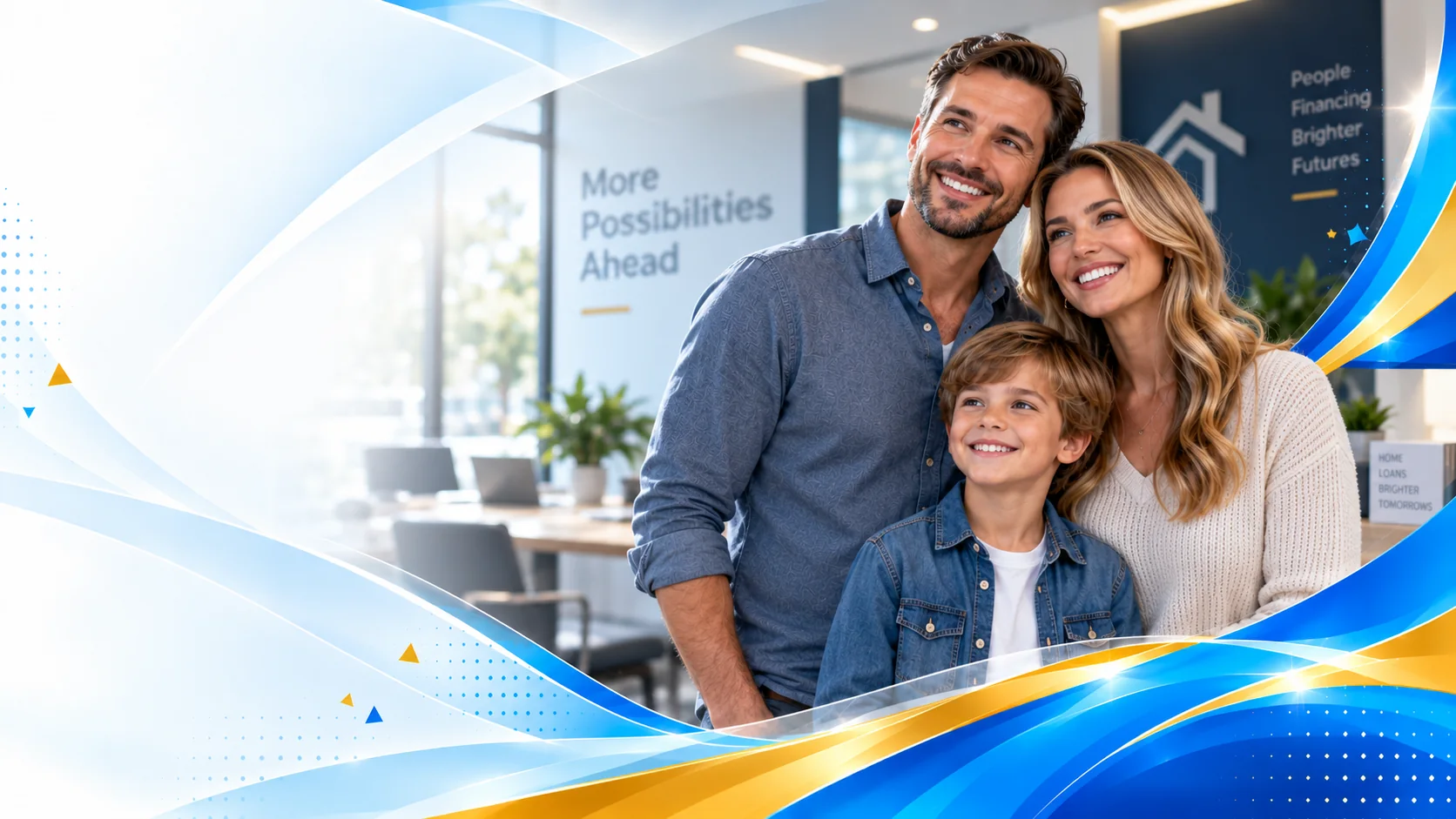 Smiling family together while planning their home financing